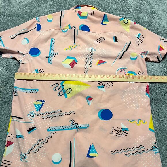 Oh Snap Shirt Mens Medium Light Pink Geometric Performance Button Up Beach - Picture 7 of 7
